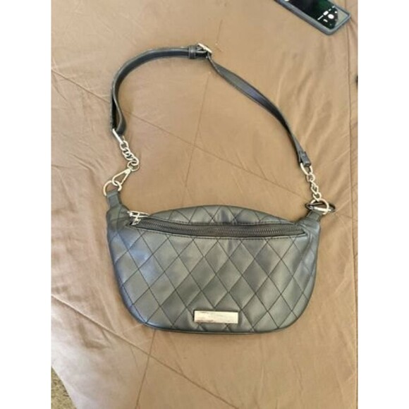 Nine West Waist Wallet Belt Bag Pouch Black Quilted Diamond Purse - Picture 6 of 16